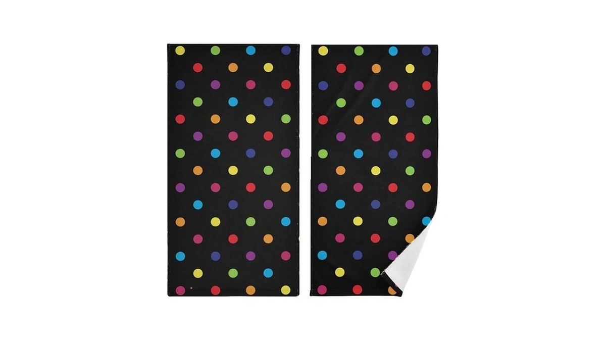 Wihve Hand Towels Set Of 2 Colorful Polka Dot Black