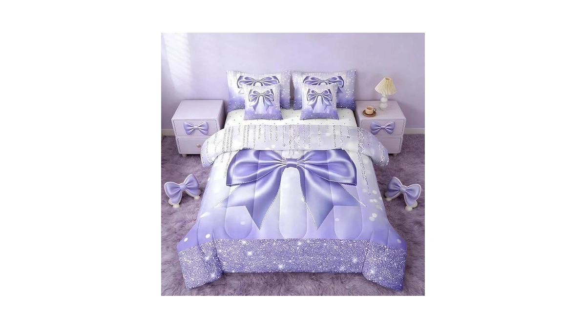 Feelyou Kids Cute Bowknot 7 Pieces Bedding Set Twin Size,