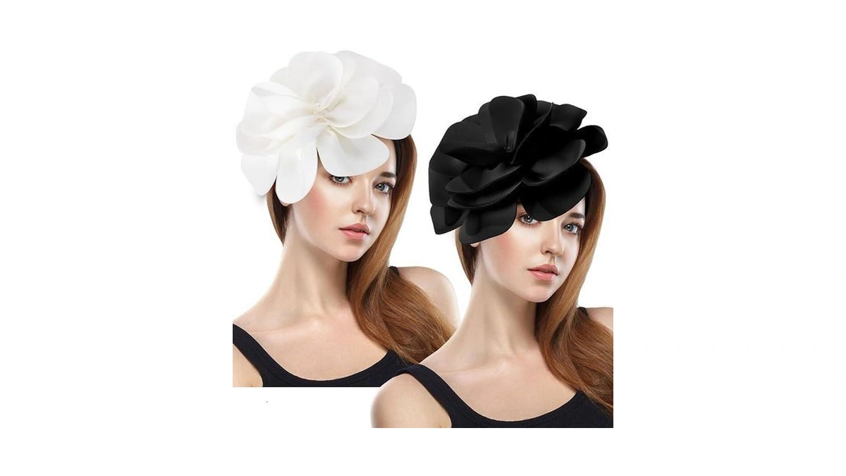 Rivvlive Black,white 2 Pcs Flower Fascinator Hats For Women, White