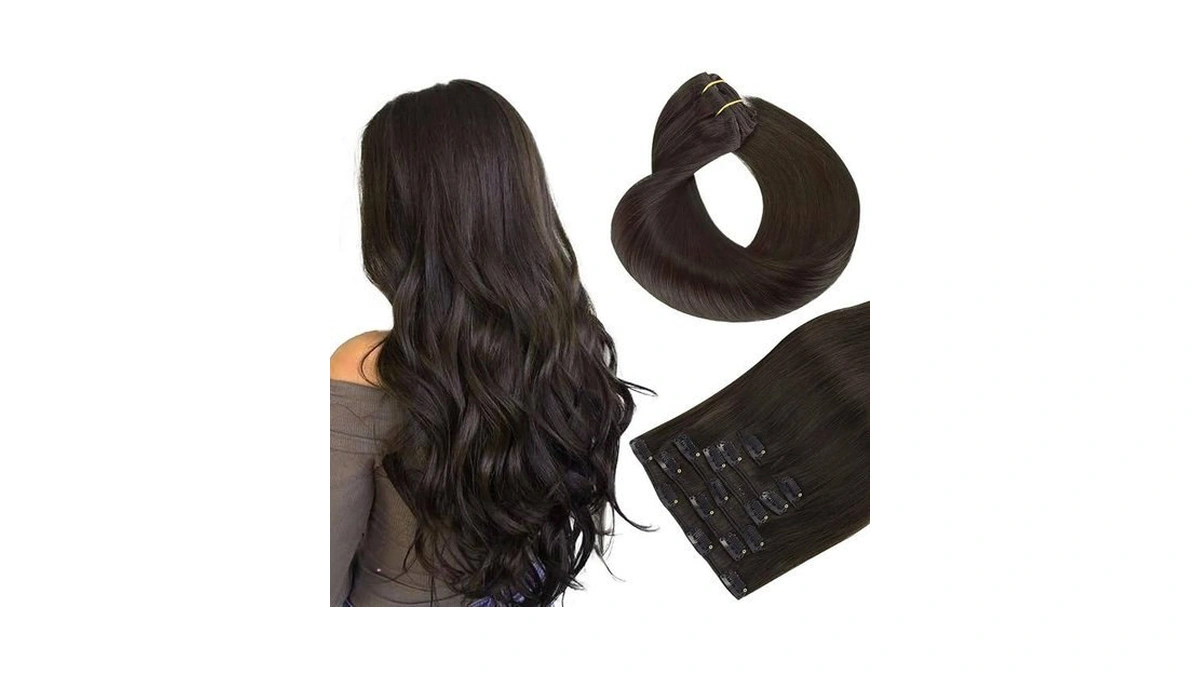 Hotbanana Human Hair Clip In Hair Extensions, Dark Brown 120g