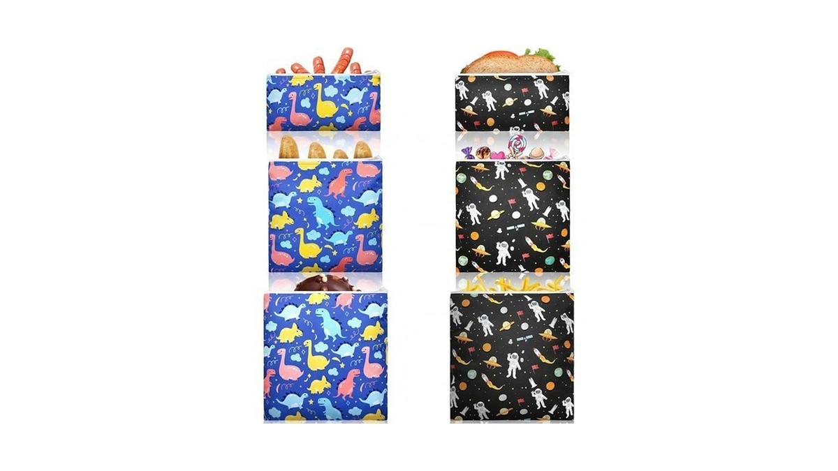 Sadnyy 6 Pack Back To School Reusable Snack Bags Washable