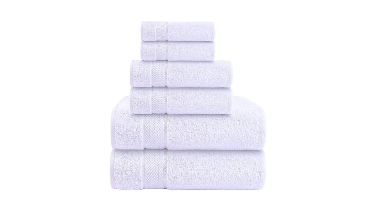 6 Piece 100% Cotton Bath Towel Set - 2 Bath