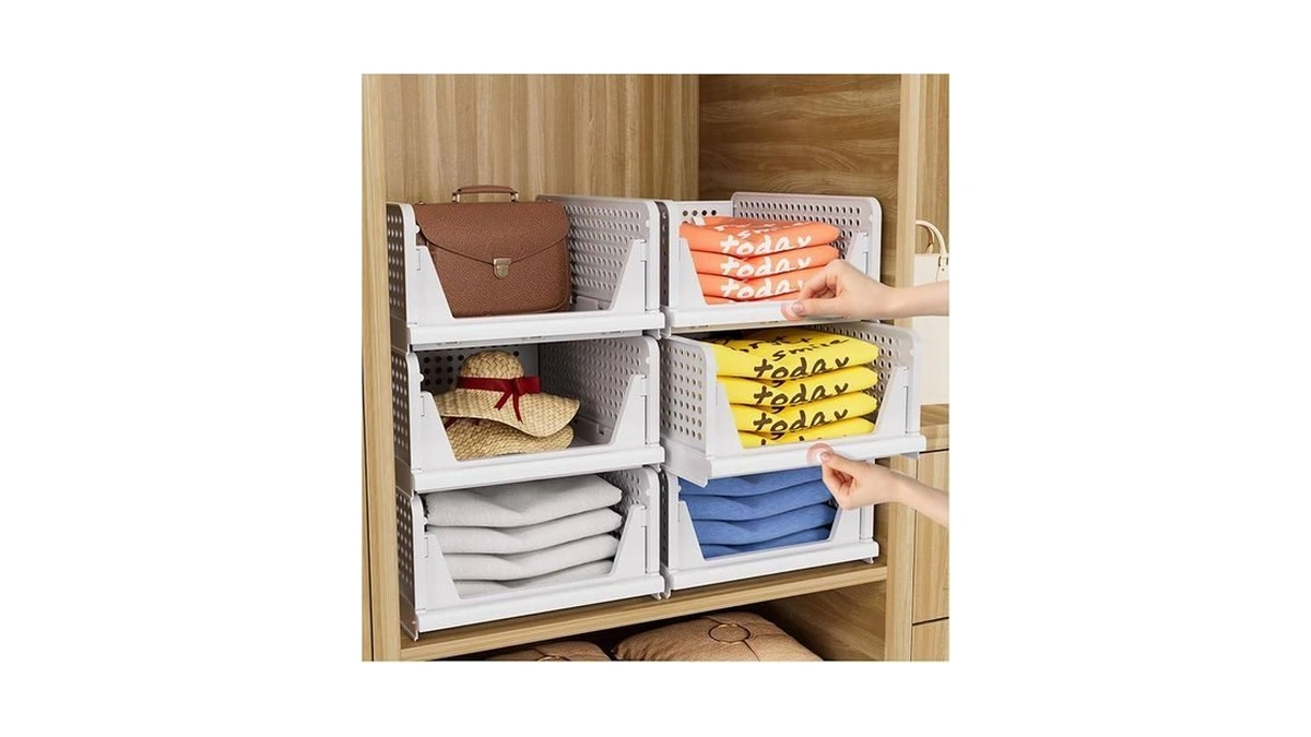 Ctsnslh 5 Pack Closet Organizers Stackable Storage Box