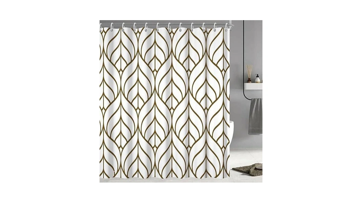 Ruelvth Brown And White Shower Curtain, Modern Aesthetic Brown Striped