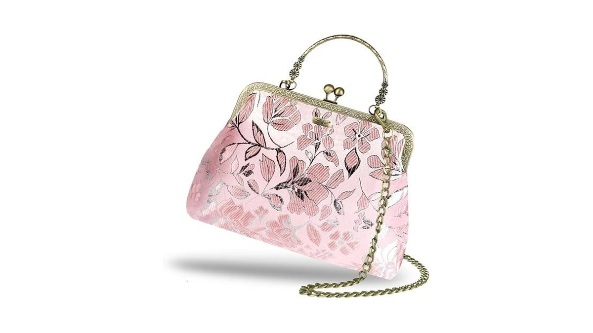 Abuyall Floral Top Handle Handbag Chain Strap Women Kiss Lock