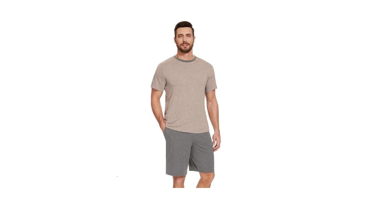 Nachila Men's Pajamas-viscose Made From Bamboo, Short Sleeve Summer Pjs