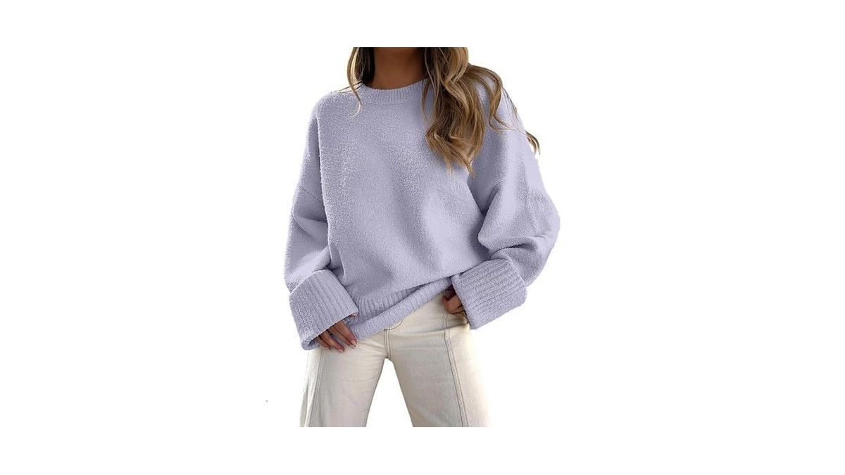 Anrabess Women's Oversized Sweaters 2026 Long Sleeve Fuzzy Knit Casual