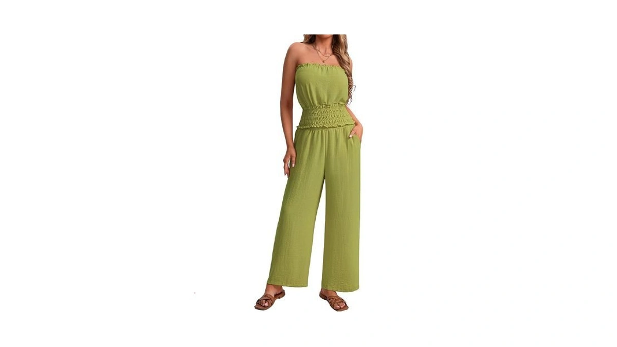 Ieeilulu Women 2 Piece Sets Summer Strapless Tube Tops And