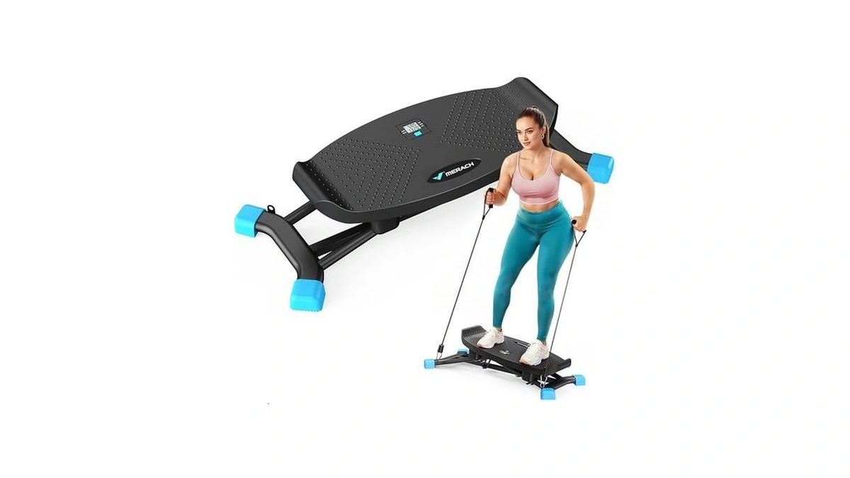 Merach Balance Board For Adults, Rocking Stepper With Resistance Bands,