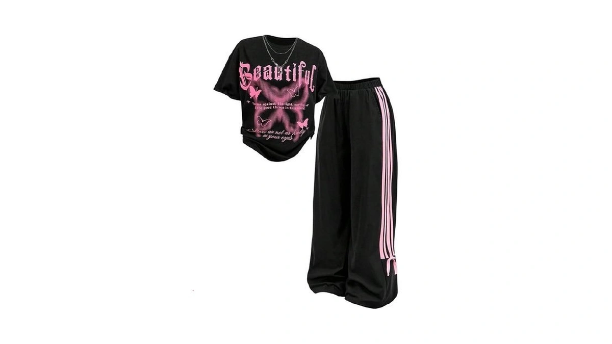 Shenhe Girl's 2 Piece Outfits Y2k Football Jersey Shirt Tee