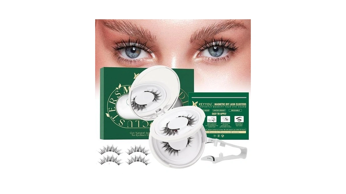 Keyyou Reusable Magnetic Eyelashes 2 Pair With Applicator No Glue