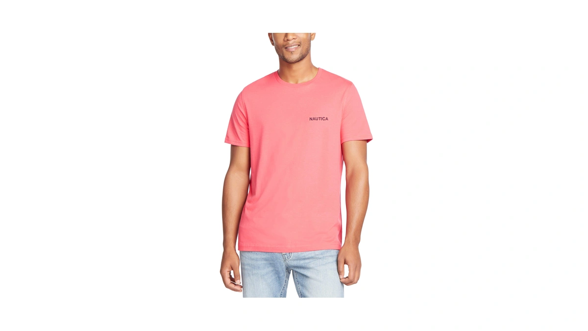 Nautica Men's Short Sleeve Solid Crew Neck T-shirt, Melon Berry,