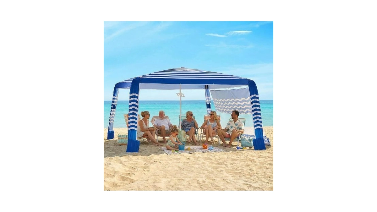 Zeraty Beach Cabana 8'ร8', Portable Beach Canopy With Side Wall,