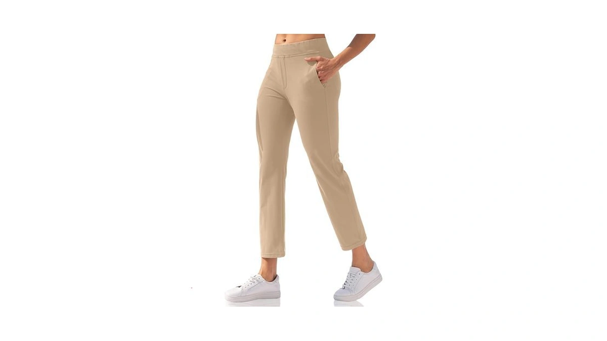 Vooveeya Women's Ankle Yoga Pants, Stretchy Golf Pants With 5