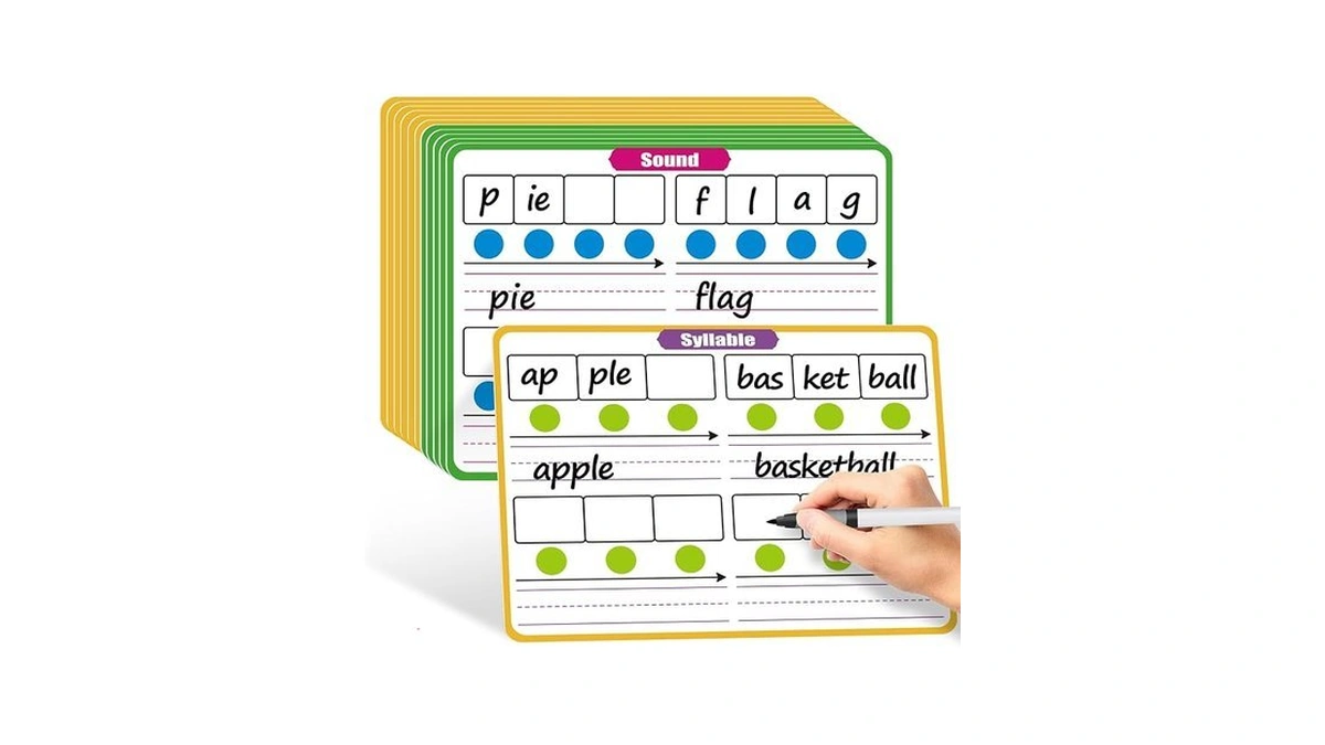 Praxikidy 12 Pack Phonemic Awareness Dry Erase Flash Card,phonics Games