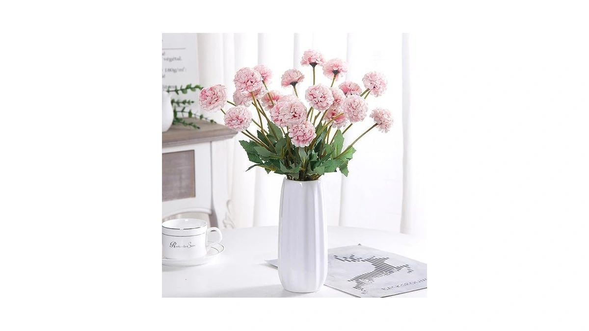 White Ceramic Vase 7.3 Inch - Glossy Minimalist Nordic Flower