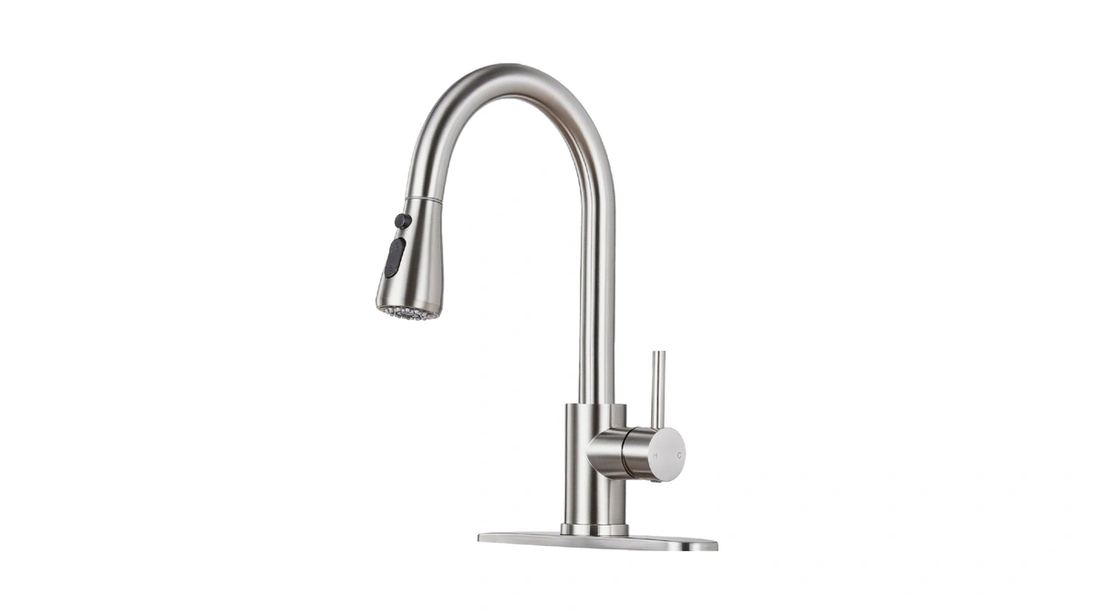 Lufg Brushed Nickel Kitchen Faucet With Pull Down Sprayer And