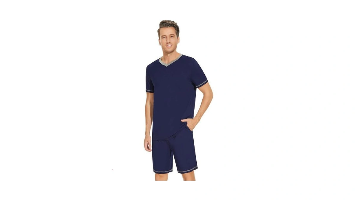 Nachila Pajamas For Men Pj Short Sleeve Sleepwear With Shorts