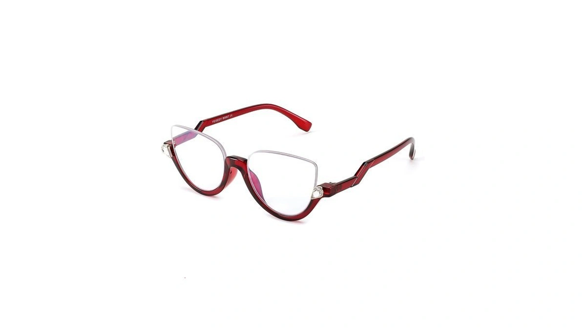 Feisedy Reading Glasses For Women Fashion Half Frame Cat Eye