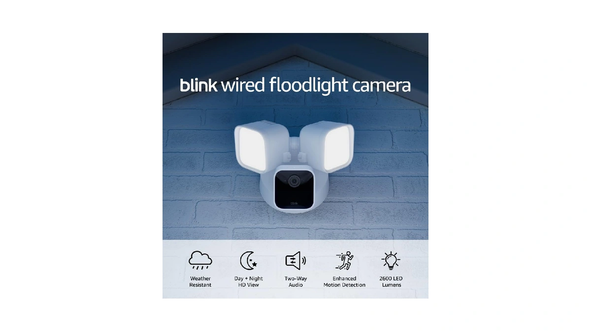 Blink Wired Floodlight Camera, Smart Security Camera, 2600 Lumens, Hd