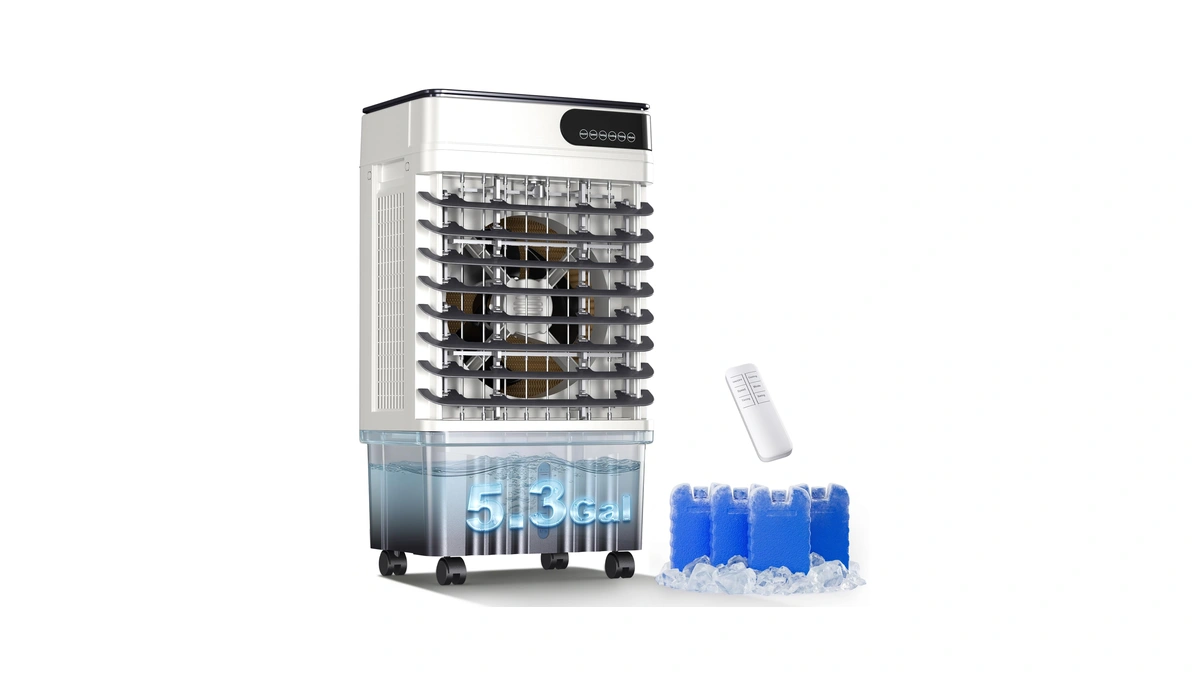 Mepty 1800cfm Swamp Cooler, Evaporative Air Cooler With 5.3 Gallon