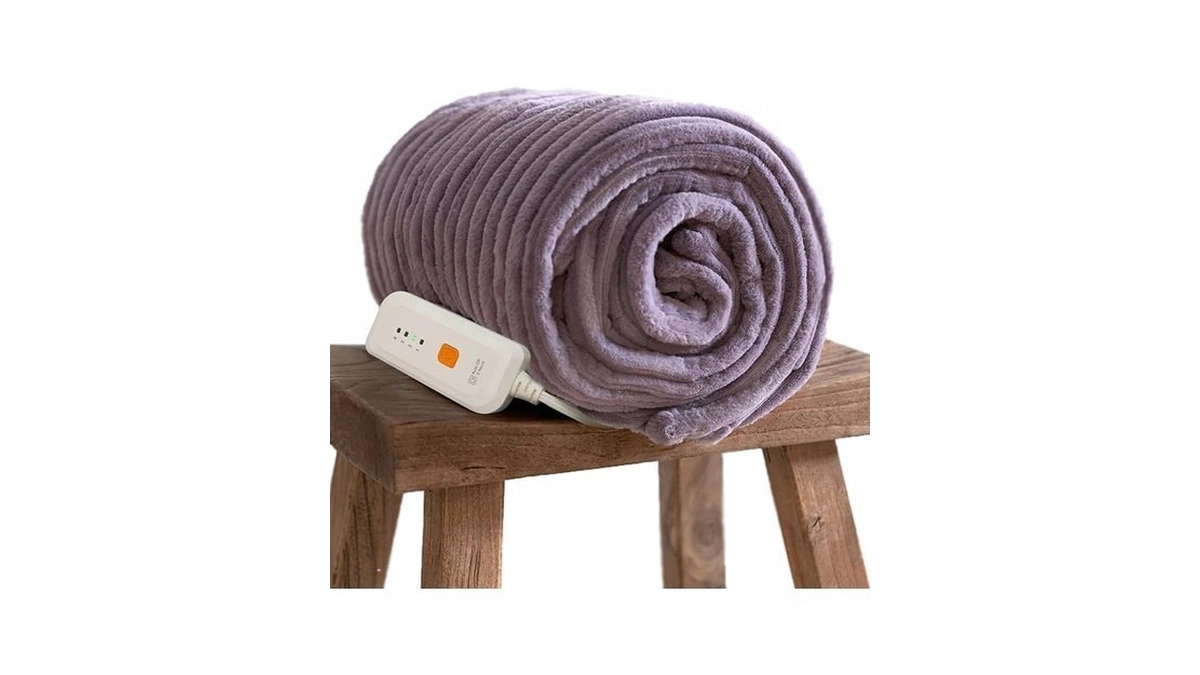 Gotcozy Electric Blanket Heated Throw 50''x60''- Ribbed Faux Fur Heated