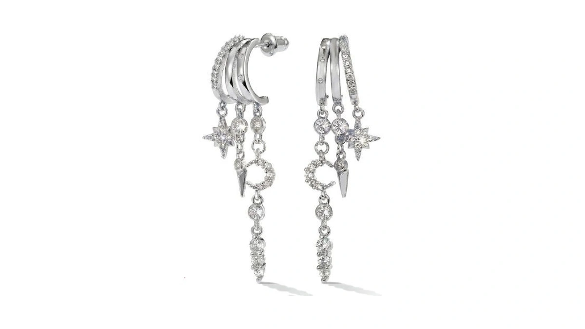 Mumreues Silver Dangle Drop Stud Earrings For Women Trendy Zirconia
