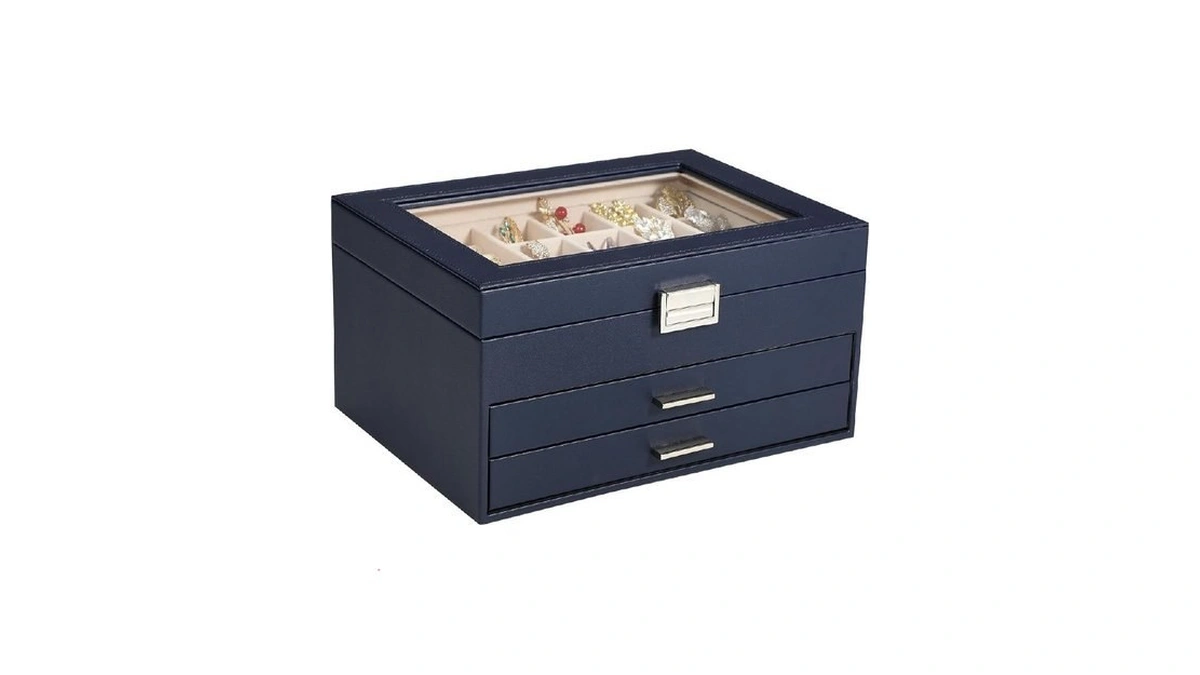 Voova Jewelry Box Organizer For Women Girls, 3 Layer Pu
