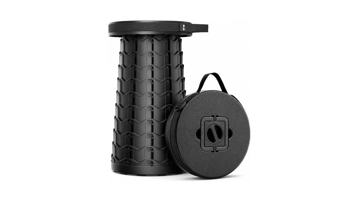 Ayerim Collapsible Telescoping Stool For Adults, Adjustable Height, Black