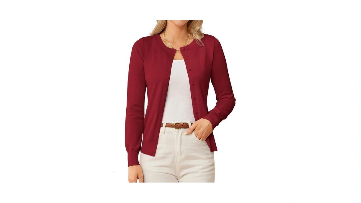 Grace Karin Womens Red Lightweight Cardigan Sweaters Early Fall Fashion
