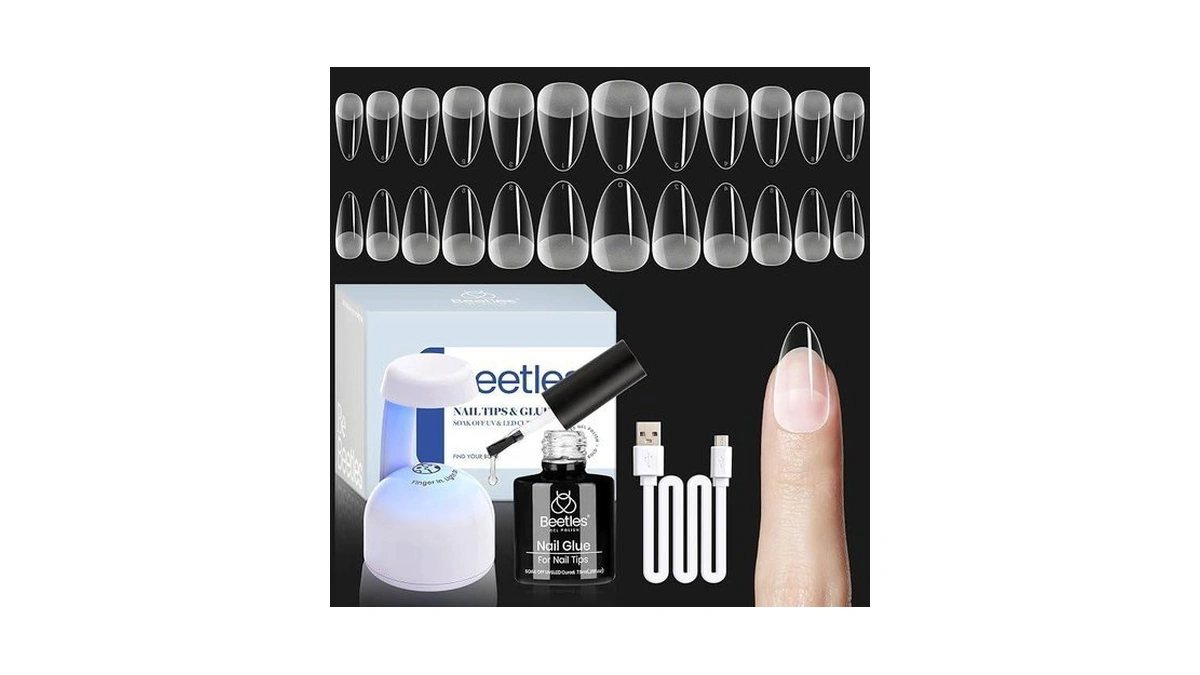 Beetles Etch-x Gel Nail Kit With Mini Lamp, Short Almond,