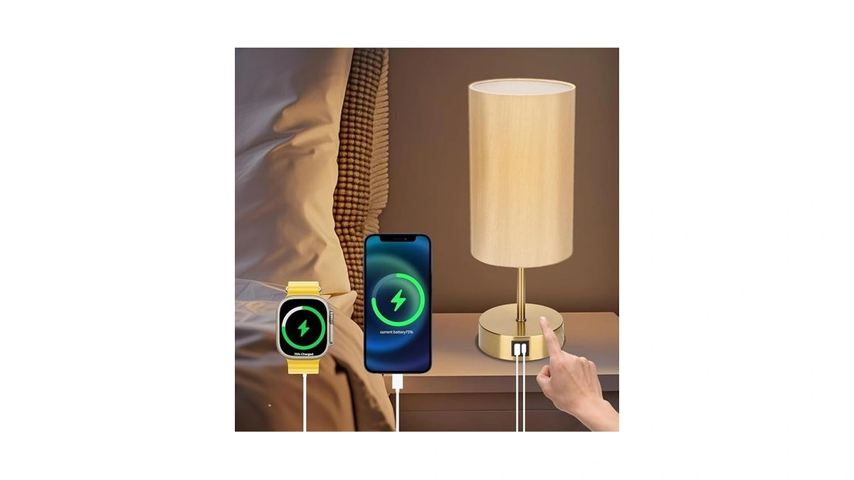 Wankaix Bedside Table Lamp For Bedroom - 3 Way Dimmable