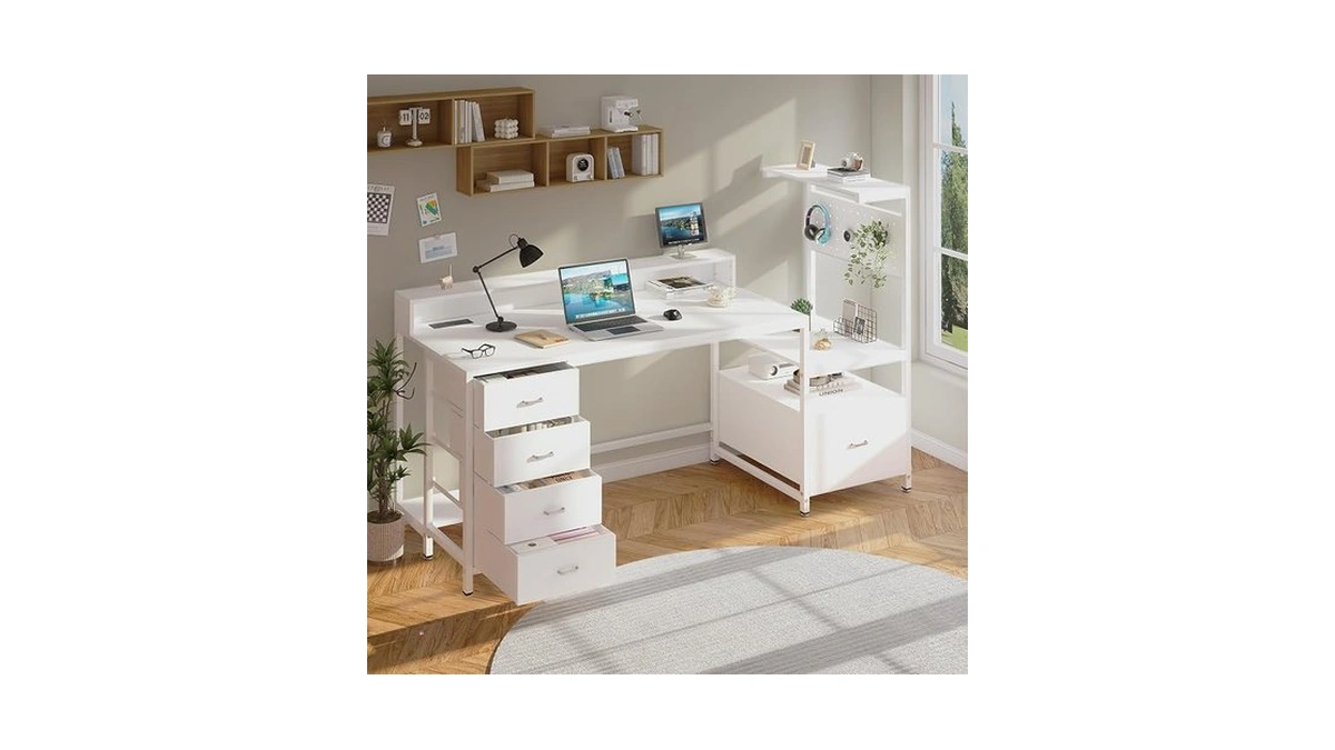 Lazmvlz Computer Desk With Drawers, Home Office Desk With Storage
