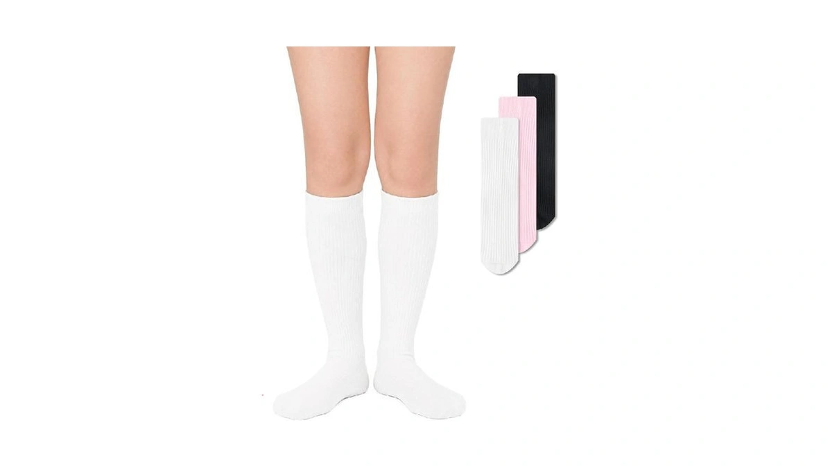 Stelle Girls Knee High Socks Cotton Uniform Dress Long Sock(bk+pk+tw,xs)