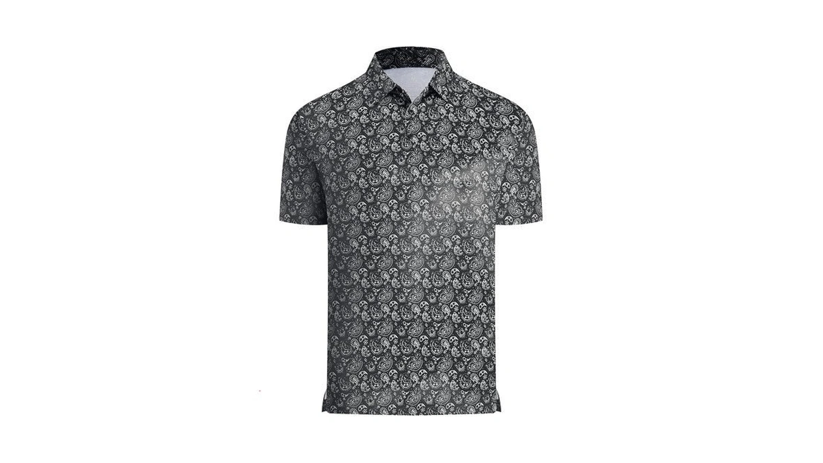 Esabel.c Men's Print Golf Shirt Breeze Polo Shirt Moisture Wicking,black
