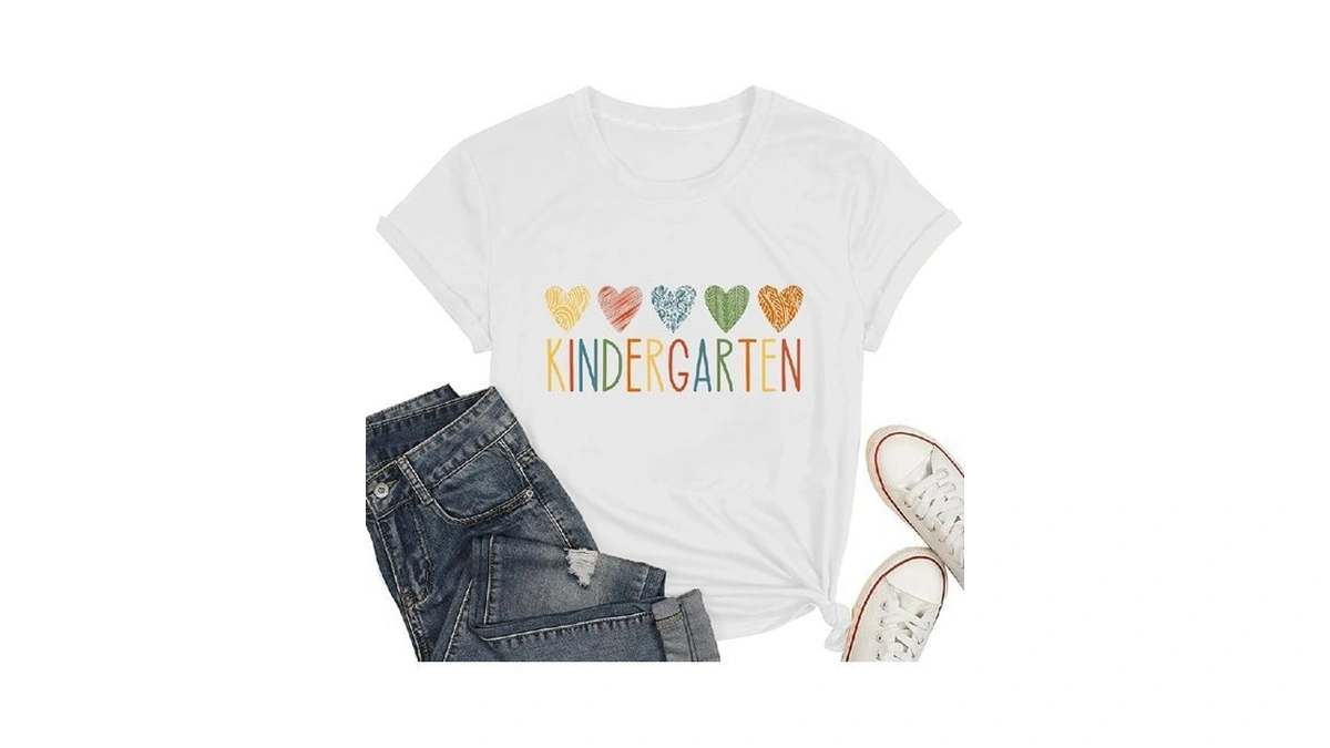 Kindergarten Teacher Shirt For Women Life Preschool Heart Short Sleeves