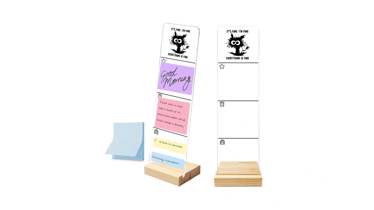 Monitor Memo Board With Removable Wooden Base Acrylic Portable Sticky