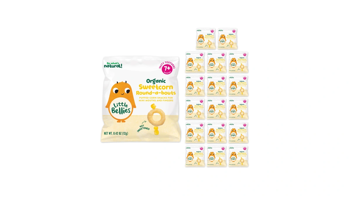 Little Bellies Organic Round-a-bouts Baby Snack, Sweetcorn, Pack Of 18
