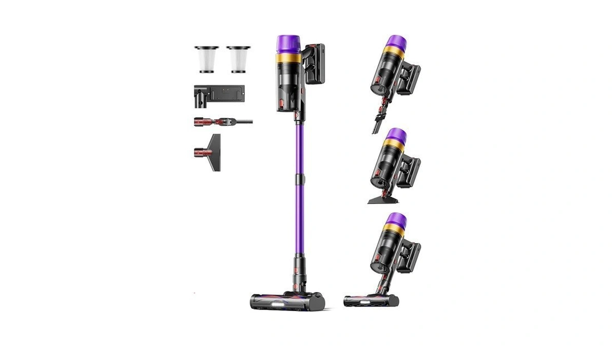 Tvtau Cordless Vacuum Cleaner, Self-standing 620w 55kpa 75min Runtime Stick