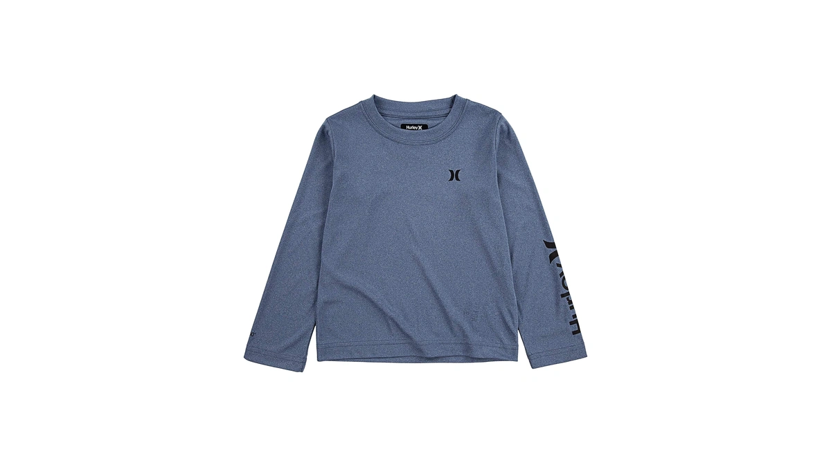 Hurley Boys' Long Sleeve Rash Guard Shirt, Delft Heather, 2t