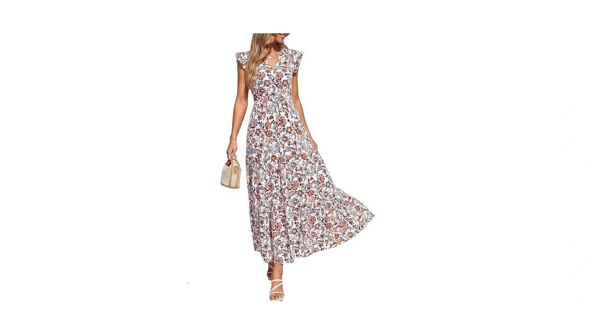 Prettygarden Women's Summer Maxi Dresses 2026 Casual Wrap V Neck
