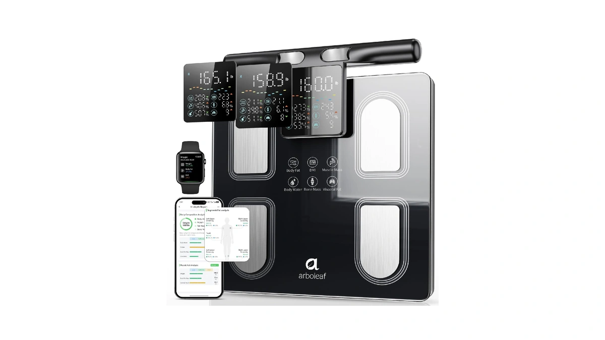 Arboleaf 8-electrode Body Composition Scale With Handle Display, Black
