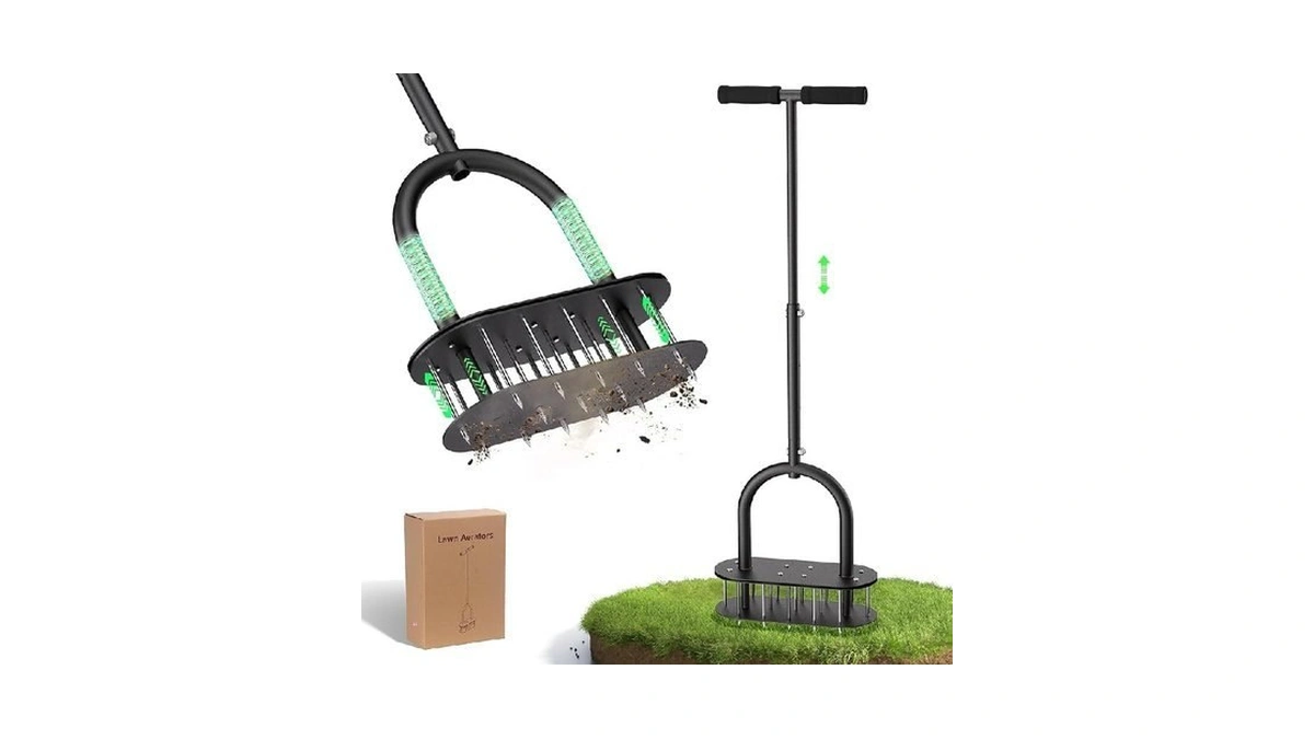 Onadak 15 Steel Spikes Lawn Aerator With Spring Assist For