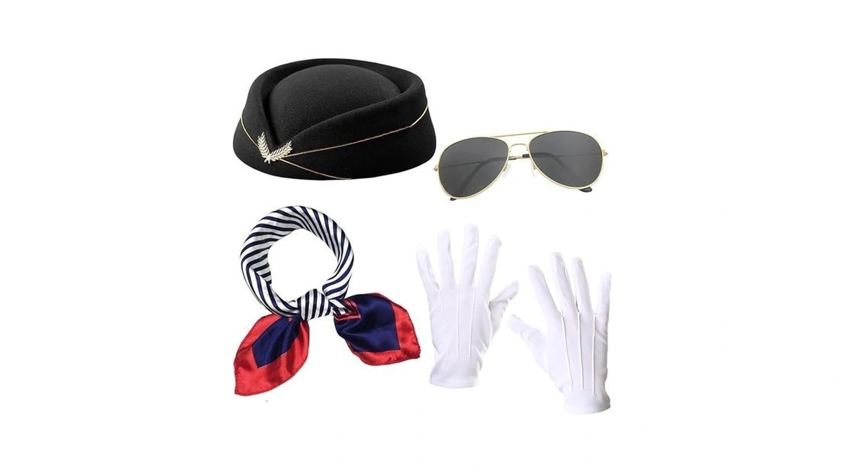 Hhdatc 4-piece Women’s Flight Attendant Costume Set Stewardess Accessories With