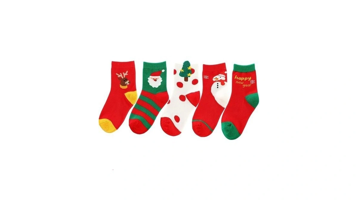 Pappnti 5 Pairs Christmas Socks Kids Cartoon Printed Xmas Socks