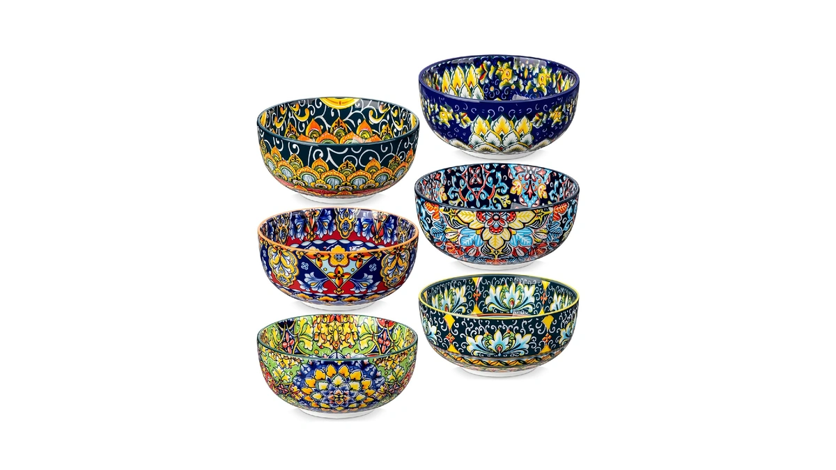 Vancasso Cereal Bowls Set Of 6, Bohemian Ceramic Soup Bowls,