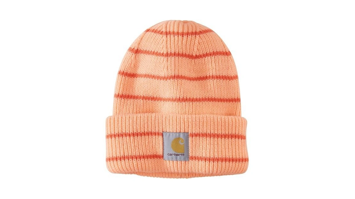 Carhartt Women's Rib Knit Beanie, Rosewater Stripe, One Size