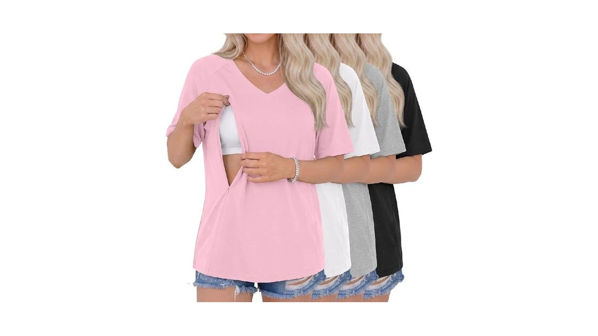 Joymotion 4 Pack Women's Oversized Nursing Shirts For Breastfeeding Hidden