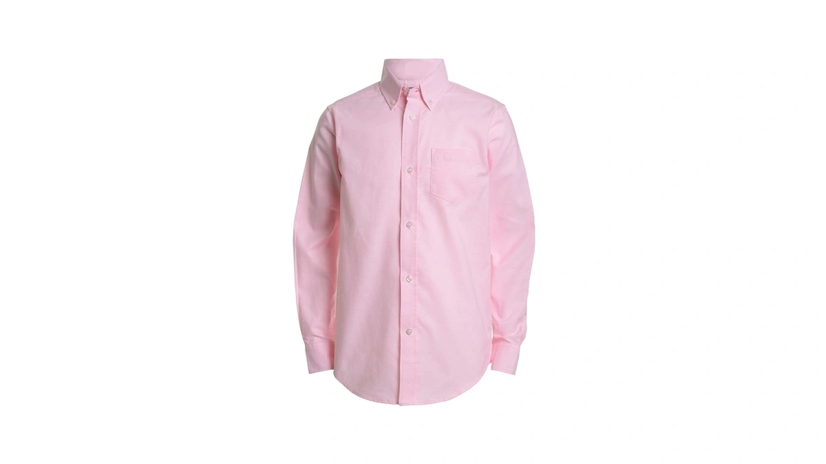Izod Boys Long Sleeve Solid Button-down Oxford Shirt, Medium Pink,