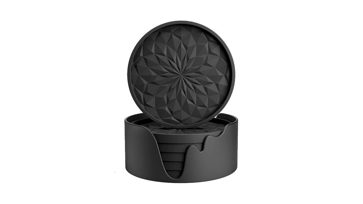 Me.fan Silicone Coasters With Holder,[6 Pack] Drinking Coasters - Cup